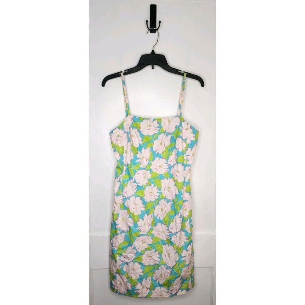VTG Lauren Ralph Lauren Blue Pink Green Floral Sun Dress Sz 6 Cotton Preppy Y2K - Picture 1 of 4